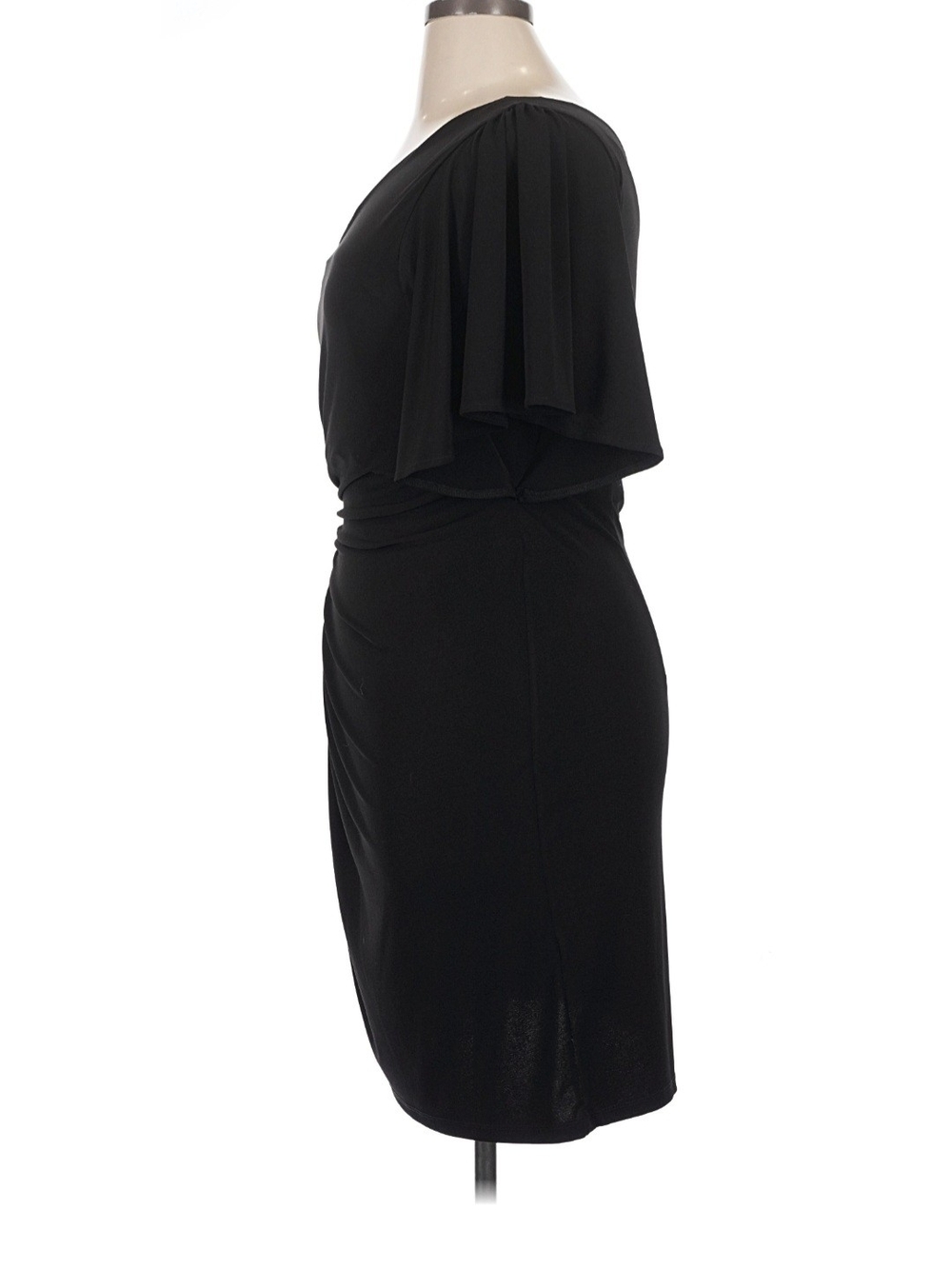 London Times Black One-Shoulder Ruched & Sequins Cocktail Dress         Size 14 - Picture 4 of 9